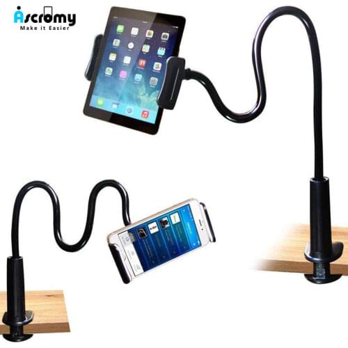 Ascromy Cellphone Tablet Stand Holder Clip Long Arm Gooseneck Bracket Mount Clamp for iPad iPadpro iPhone X 8 Plus Samsung S8 S9