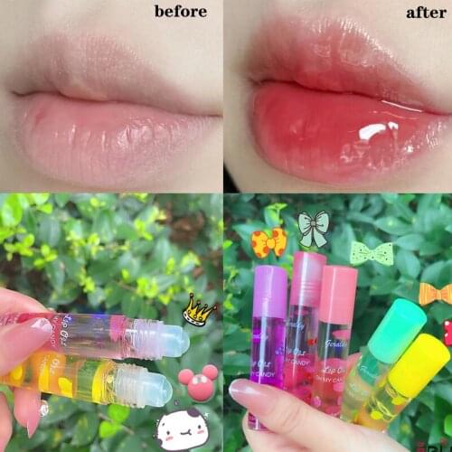Transparent fruit lip oil Jelly liquid lipstick Plump Shiny sweat proof and waterproof moisturizing nourishing Luster lip gloss