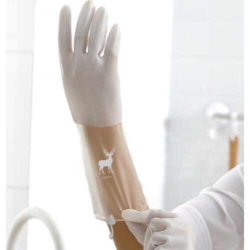 Transparent White Rubber Gloves Plastic Cleaning Kitchen Dishwashing Clothes Waterproof Durable Gloves