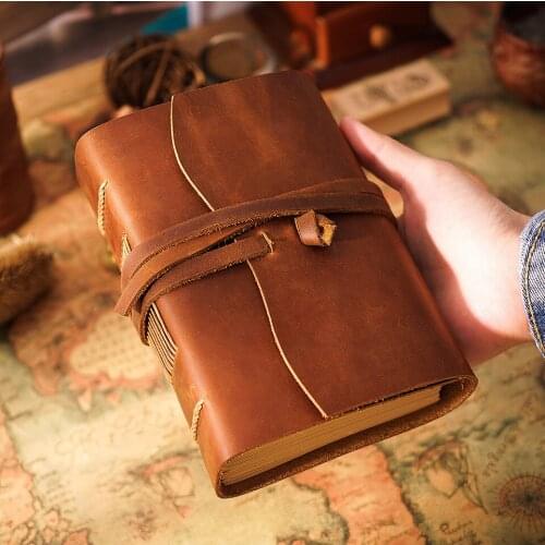 Traveller Thick Genuine Leather Journal Craved Floral Band Diary Blank Paper Sketchbook 400P Scrapbooking Sketchbook Gift