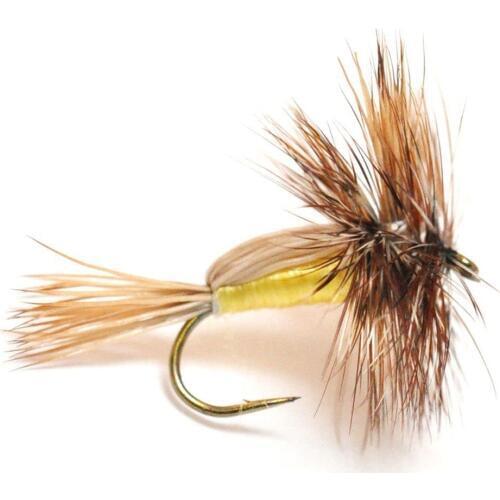 6pcs Aventik Humphy Yellow Dry Trout Caddis Flies Fly Fishing Flies Various Size New