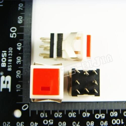 KD2-21 With LED color Red 3A/250V 8Pin Self-locking Push Button Switch 10Pcs/lot