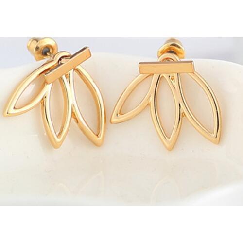 Shellhard Gold Silver Plated Earrings Ear Jacket Vintage Hollow Flower Lotus Earring Brincos Femme Bijoux For Women Jewelry