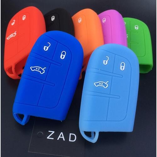 ZAD Silicone car key cover colorful key case for Jeep Renegade Cherokee Grand Cherokee DODGE JCUV 3button remote key