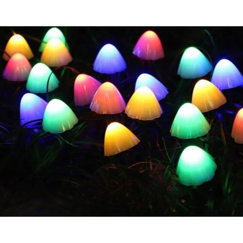 Solar LED string lights plug mushroom lights outdoor waterproof string lights Christmas garden garden decoration lights
