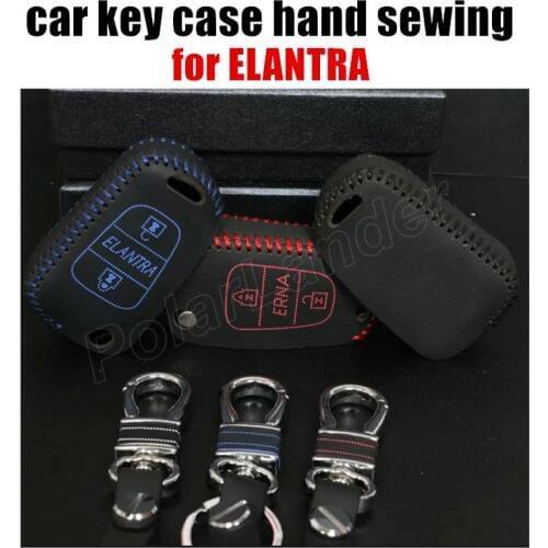 Only Red case fit for HYUDNAI ELANTRA car key case car styling genuine quality leather car key cloth Hand sewing car key cover
