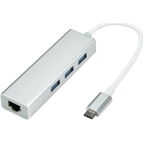 USB 3.1 USB-C Type C 10/100/1000Mbps Gigabit Ethernet Rj45 Lan Adapter with 3 USB 3.0 Network Card for MacBook