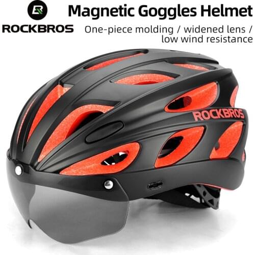 ROCKBROS Cycling Helmets Men Women Integally-Molded EPS Safety Bike Helmet Aero MTB Road UV Sun Goggle Visor Bicycle Helmet