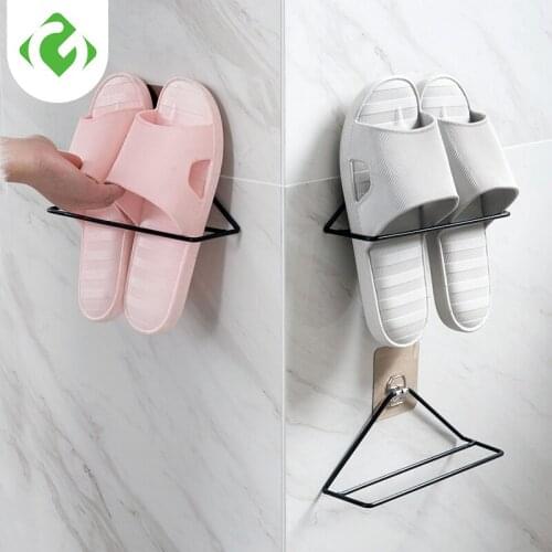 Creative Shoe Hanger wall-mounted wrought Iron Art Shoe rack With sticky hook Modern style Home storage finishing tool 1PC