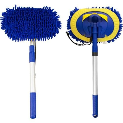 3-in-1 Retractable Car Wash Mop 180 Degree Rotation Detachable Mop Chenille Water Brush Long Handle Car Mop Cleaning Tools