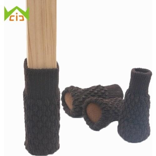 WCIC 4PCS Acrylic Chair Legs Cover Floor Protection Non-slip Table Legs Knitted Furniture Feet Socks Home Furniture Protector