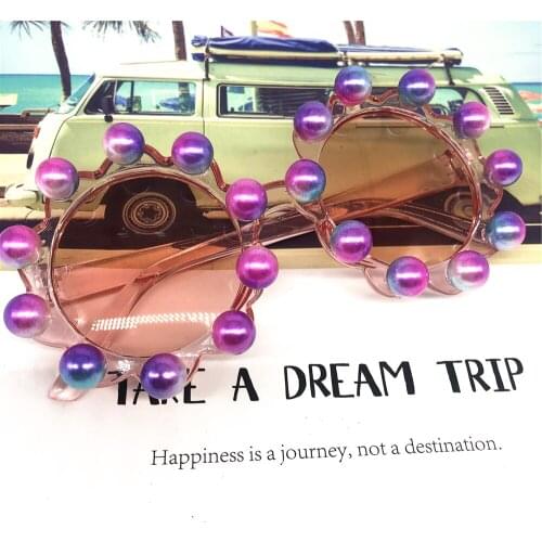 ZAOLIHU Gorgeous Rainbow Pearl Baby Sunglasses Small Round Designer Kids Eyeglasses UV400 Summer Shades Handmade Diamond Gafas