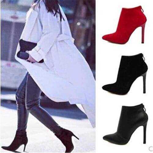 Akexiya New Fashion Autumn Scrub Buckle Women High Heels Platform Thick Heel Martin Boots Simplicity Short Boots Womens Shoes