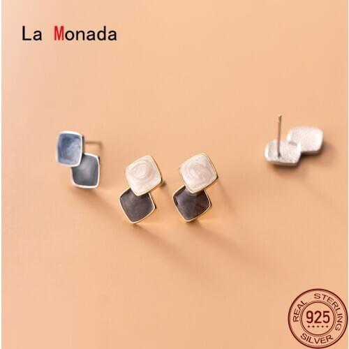 La Monada Blooming Contrast Geometry Minimalist Women Earrings Silver 925 Stud Fine Jewelry Silver 925 Stud Earrings For Women