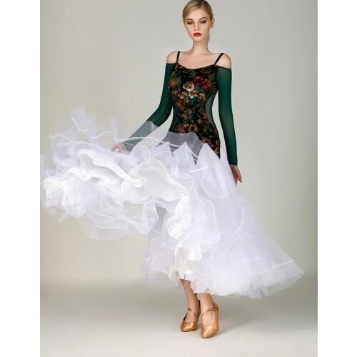 Women ballroom dance dress modern dance clothes ball dancing performance costumes girls waltz tango full-skirted dress MY795