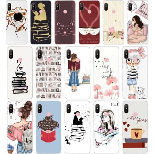 88AA Book Girl Heart Coffee gift Soft Silicone Tpu Cover phone Case for Xiaomi Redmi 6 8 8a Note 8 Pro 8t case