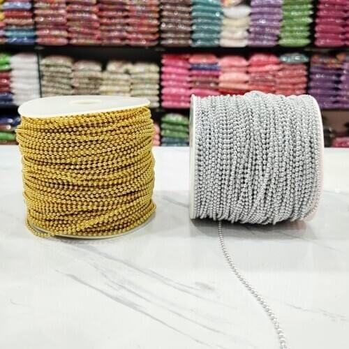 1Yards Gold Lace Crystal Beads Silver Sequin Fabric 0.4cm Beaded Trim Ribbon Sewing Applique Collar Guipure Accessories LW13