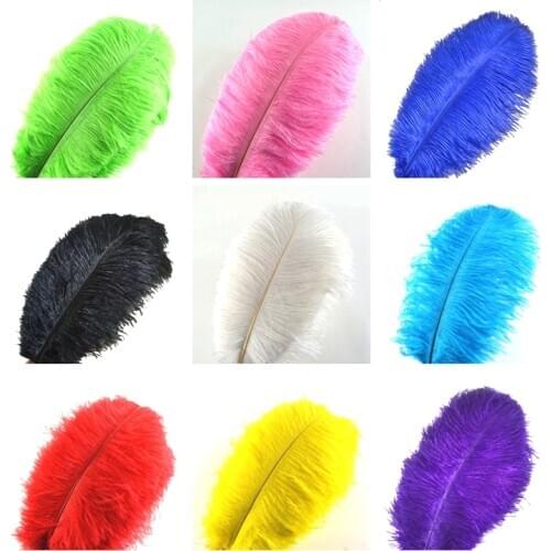 10Pcs/Lot Colored Ostrich Feathers for Crafts 12-14" 30-35cm Party Wedding Accessories Decoration White Ostrich Feather Decor