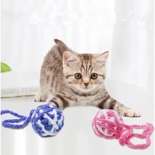 10 Pcs New Funny Long Tail Fuzzy Cats Wool Ball Toy Colorful Rope Ball Pet Cat Toys Teaser