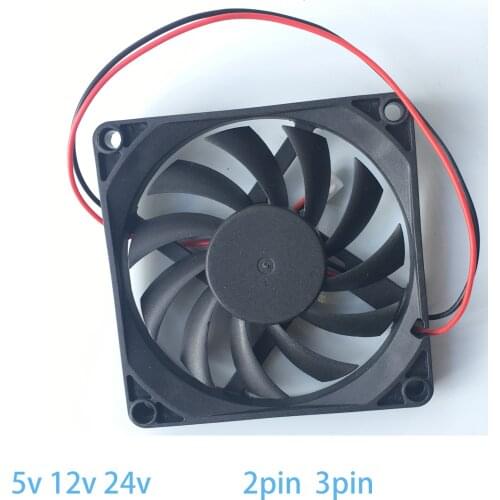 2PCS 80MM 5V USB 80x80x10mm 8cm 5V 12V 24V 8010 2PIN 3PIN Brushless DC Cooling Cooler PC CPU Computer Case Fan Cooler