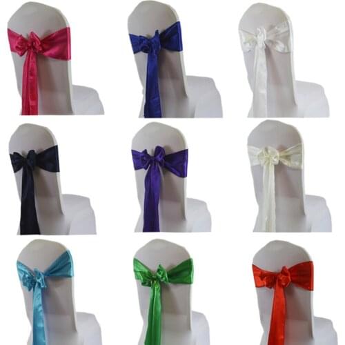 20pc 15*275cm Satin Chair Sash Bow Ties For Wedding Birthday Baby Shower Christmas Banquet Party Chair Cover Decoration Supplies