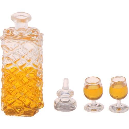 3pcs/set(1 bottle+2 cups) Colorful Wine Bottles Dollhouse Miniature 1:12 Scale Classic Toys For Kids Scale Models