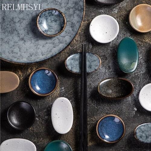 3PCS RELMHSYU Japanese Style Cerami Small Chopstick Holder Spoon Rest Dining Tableware