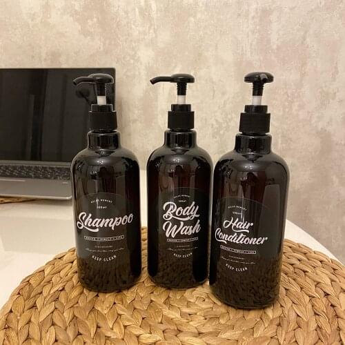 3 in 1 Set Soap Dispenser Bathroom Body Wash Hair Conditioner Shampoo Bottle 500ml Home Bath Plastic Liquid Storage Sub Bottling