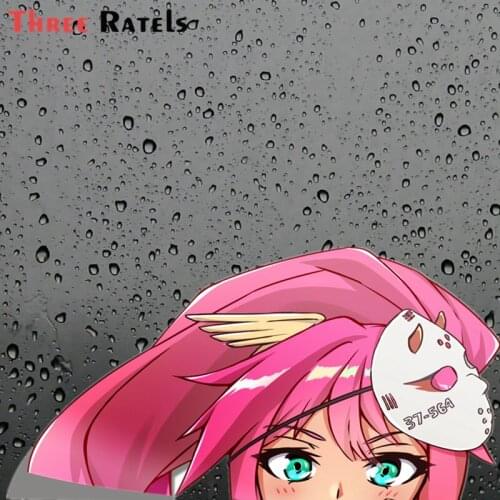 Three Ratels FC252 3D Funny Kagu Chan Anime Peeker Peeking Car Stickers Decals Waterproof Vinyl Car Wrap Bumper Window