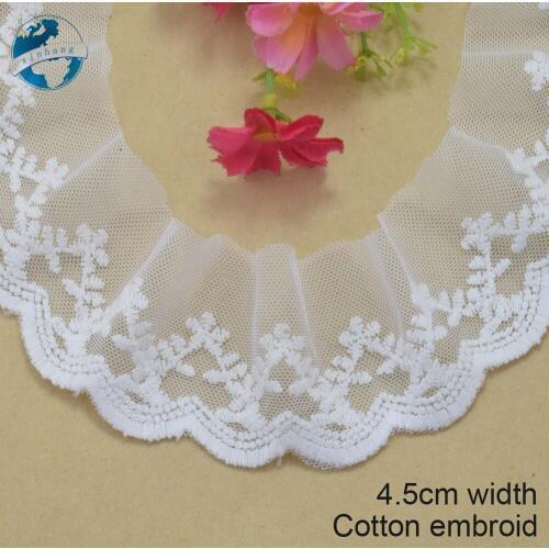 4.5cm white lace cotton embroidery lace french lace ribbon fabric guipure diy trims warp knitting sewing Accessories#3722