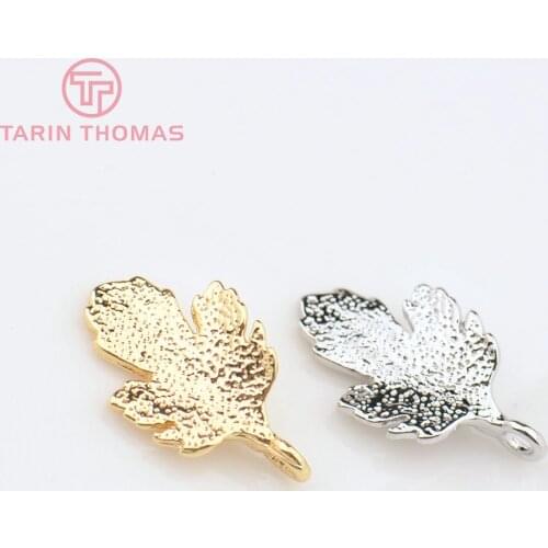 10PCS 8x14MM 24K Champagne Gold Color Plated Brass Tree Leaf Leaves Charms Pendants High Quality Diy Jewelry Accessories