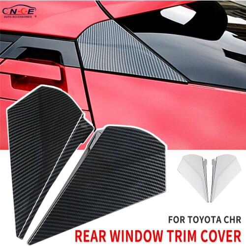 For Toyota CHR C-HR Rear Window Trim Cover accessories Side Spoiler Stickers Car Styling Chrome carbon fiber style 2018 2019