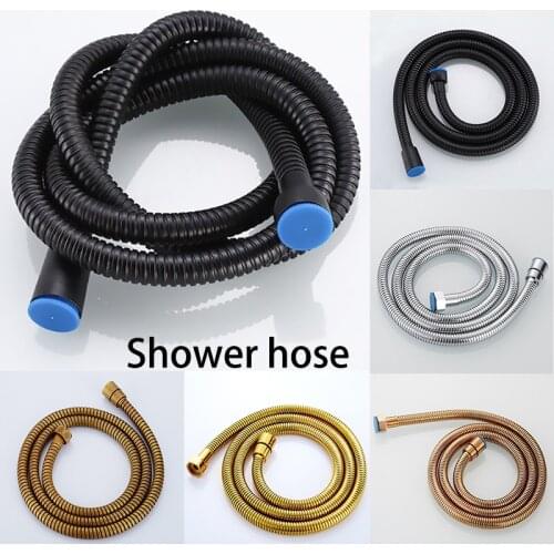 Free shipping Rose gold shower hose head holder plumbing flexible stainless steel double interlocked bath tube 1.5m