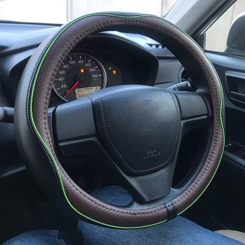 Leather Universal Car Steering-wheel Cover 38CM Car-styling Sport Auto Steering Wheel Covers Anti-Slip Automotive Accessories