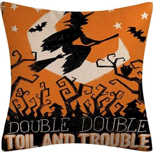 Halloween Decoration Halloween Pillow Covers 45*45cm Cushion Covers For Halloween (inserts Are Not Include) Cat Witch 1PC
