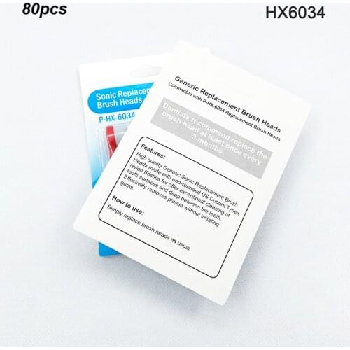 80pcs HX6034 Children Kids ToothBrush Heads For PH Soni care Replacement Clean HX3120 HX9340 HX6511 HX6710 HX9140 R710 930 950