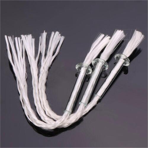 Hot 3Pcs Glass Tube Oil Lamp Wick Holder Adapter with 4.7 Inch Round Cotton Wick White