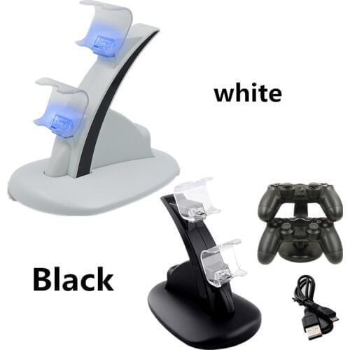 Controller Charger Dock LED Dual USB PS4 Charging Stand Station for Sony Playstation 4 PS4 / PS4 Pro /PS4 Slim black white