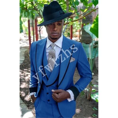Handsome One Button Groomsmen Peak Lapel Groom Tuxedos Wedding Dress Men Suits Blazer Prom Dinner (Jacket+Pants+Tie+Vest) A882