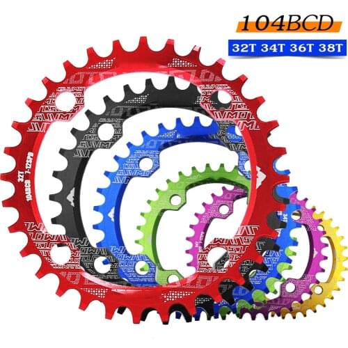 Round Narrow Wide Chainring MTB Mountain Bike Bicycle 104BCD 32T 34T 36T 38T Crankset Tooth Plate Parts 104 BCD Dropshipping