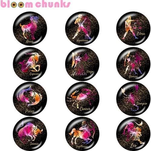 Birthstone Zodiac mixed 12mm/18mm/20mm/25mm Round photo glass cabochon demo flat back Making findings Z1801