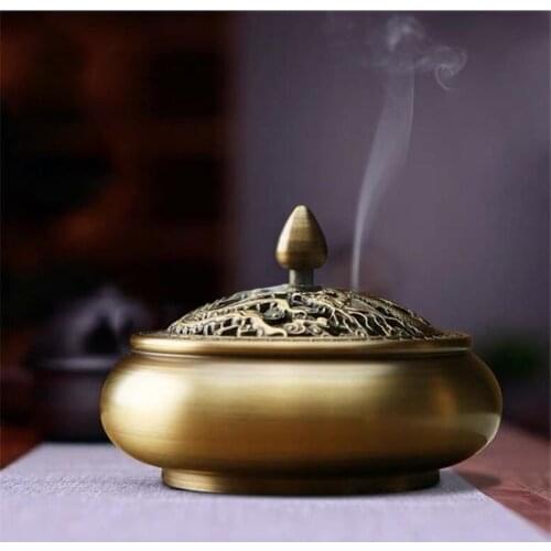 Pure Copper Household Indoor Sandalwood Incense Burner Seat Indoor Household Incense Sticks and Coil Burner