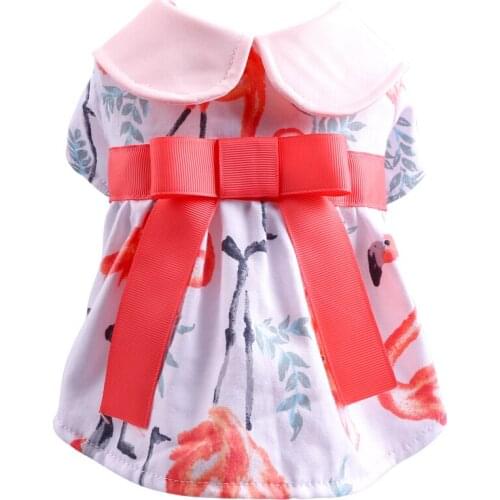 Summer Dog Dresses Cartoon Prints Buttefly Bow Clothes fro Small Medium Dogs XS S M L XL