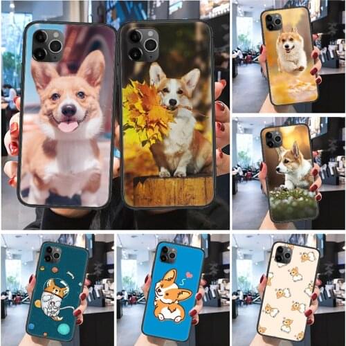 Dog Corgi Cute Cartoon cute Phone Case Cover Hull For iphone 5 5s se 2 6 6s 7 8 12 mini plus X XS XR 11 PRO MAX Frosted black