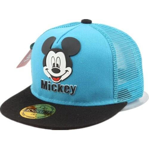 Fashion Korean Summer Little Boys Sun Hats Cartoon Mickey Mouse Flat Brim Hat 3-8 Years Children Sport Baseball Cap