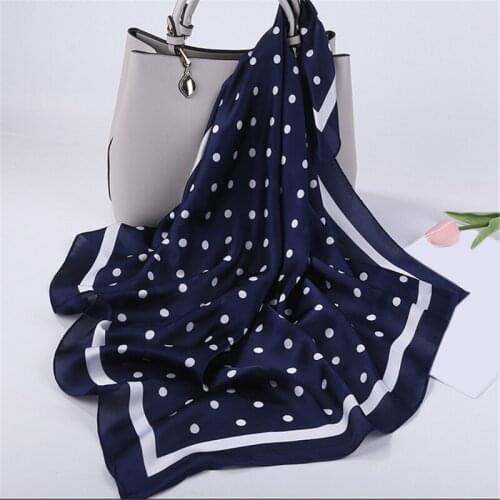Fashion Handkerchief Dot Print Silk Satin Neck Scarf For Women Small Shawls Hair Scarfs Female Bag Scarves For Ladies