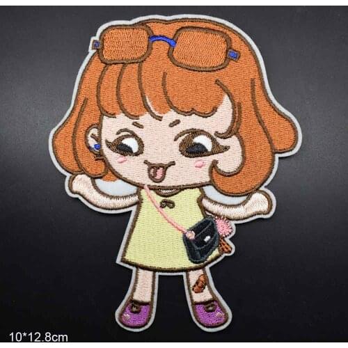 Big Size Lovely Girl Iron on Full Embroidered Cloth Patch For Girls Boys Clothes Stickers Apparel Garment Accessories
