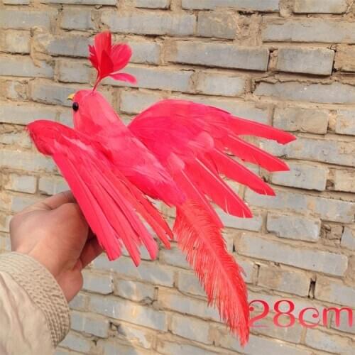 About 28cm new simulation red bird model foam & furs wings bird doll gift 0705