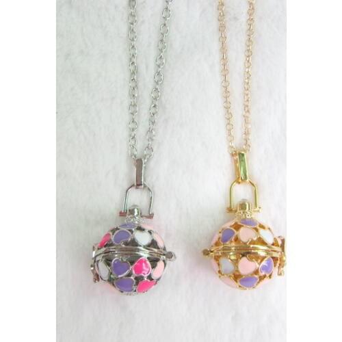 New arrival colorful epoxy smart hearts mexican music pregnancy belly ball necklace DIY locket pendant necklace