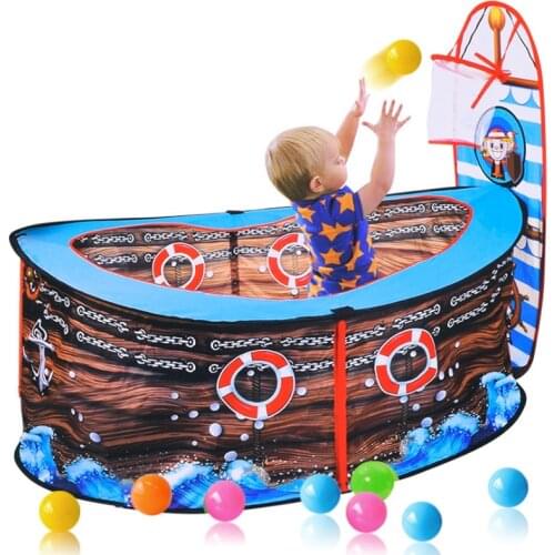 Large Pirate Ship Tent Children Game House Ocean Ball Pool Indoor Outdoor Tent Courtyard Garden Kids Gift Basketball Shooting